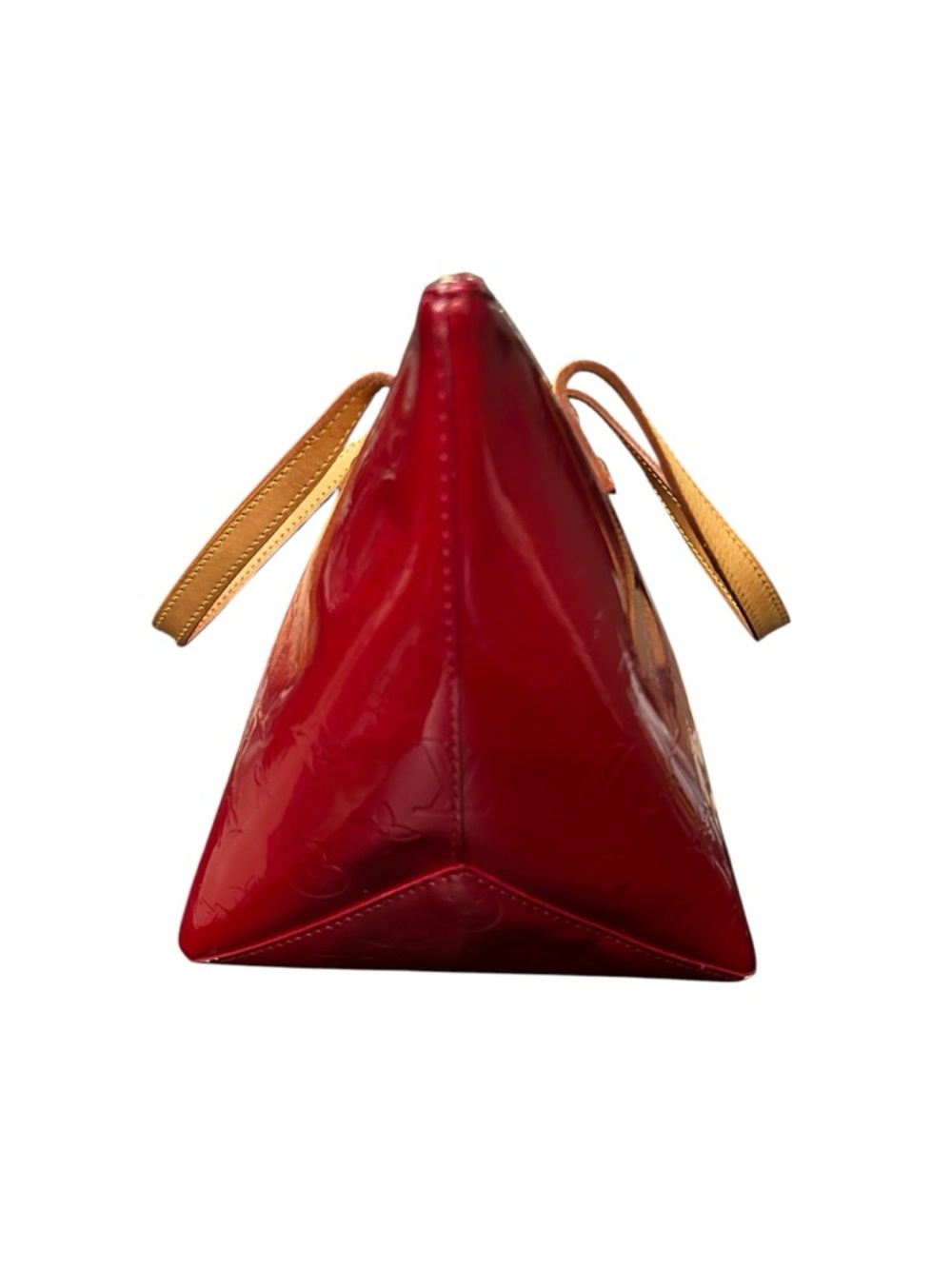 LOUIS VUITTON Monogram Red Leather Vernis Bellevue PM Tote Handbag AUTHENTICATED - Picture 10 of 16